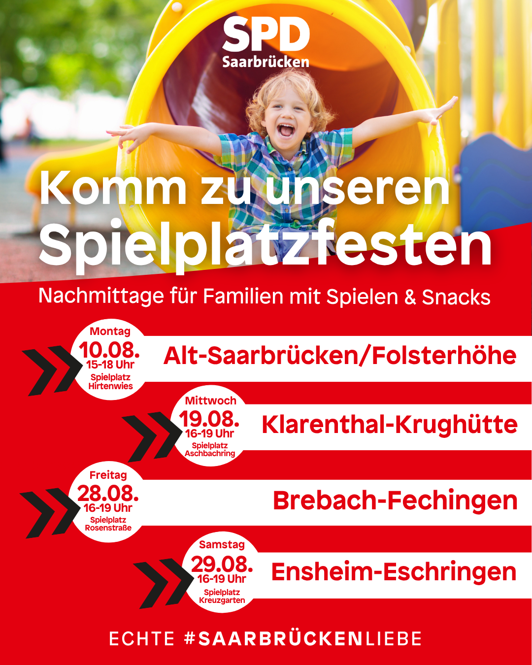 Termine der Spielplatzfeste 2026 der SPD Saarbrücken